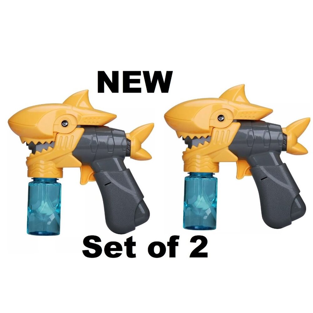 2-PACK Mr. Bubble YELLOW Shark Bubble Blaster Bundle Lights Baby Shark Summer